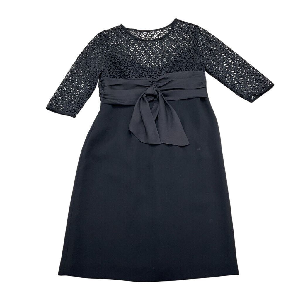 Sara Campbell Dress Women 6 Petite Black Floral Lace Sheer Silk Sash Formal